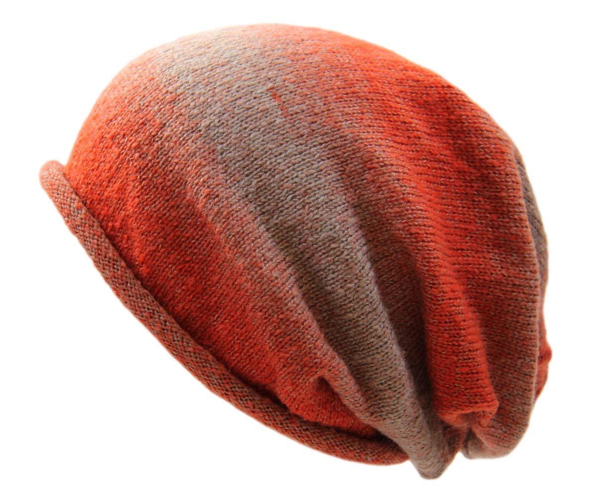 RW Multi Colorful Soft Big Slouchy Beanie Hats (Orange Multi)