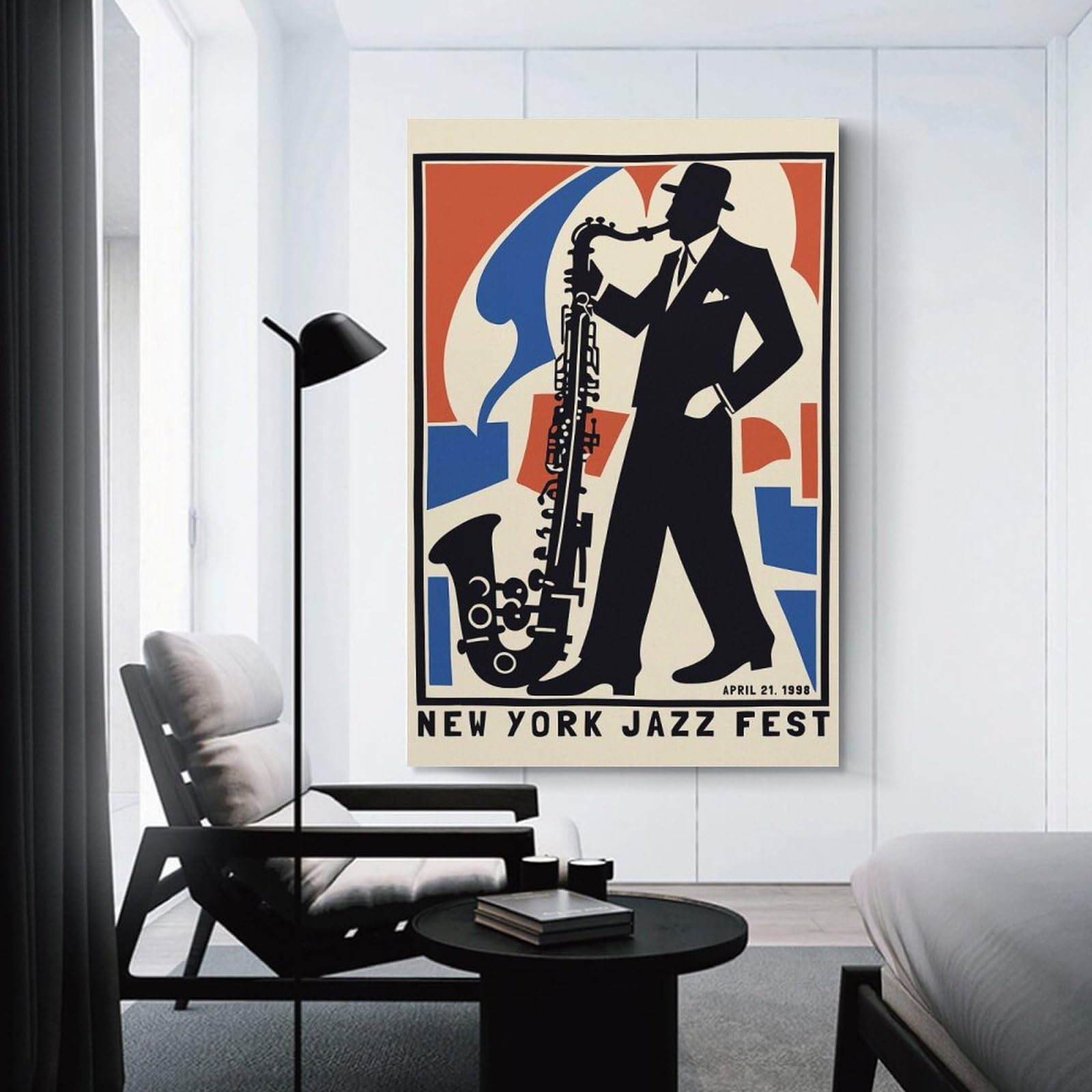 Junmoney New York Jazz Fest Room Decor Wall Art, 24x36inch(60x90cm), for Home, Office, Studio Or Guest Room, Canvas Wall Art That Fits Changing Layouts