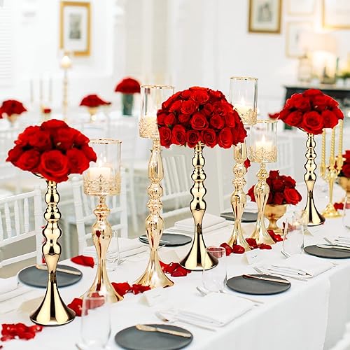 Miniatura 5 de Sadnyy 16 piezas de metal para arreglos florales de boda, centro de mesa, decoración de mesa alta, florero para bodas, recepciones, centros de mesa,