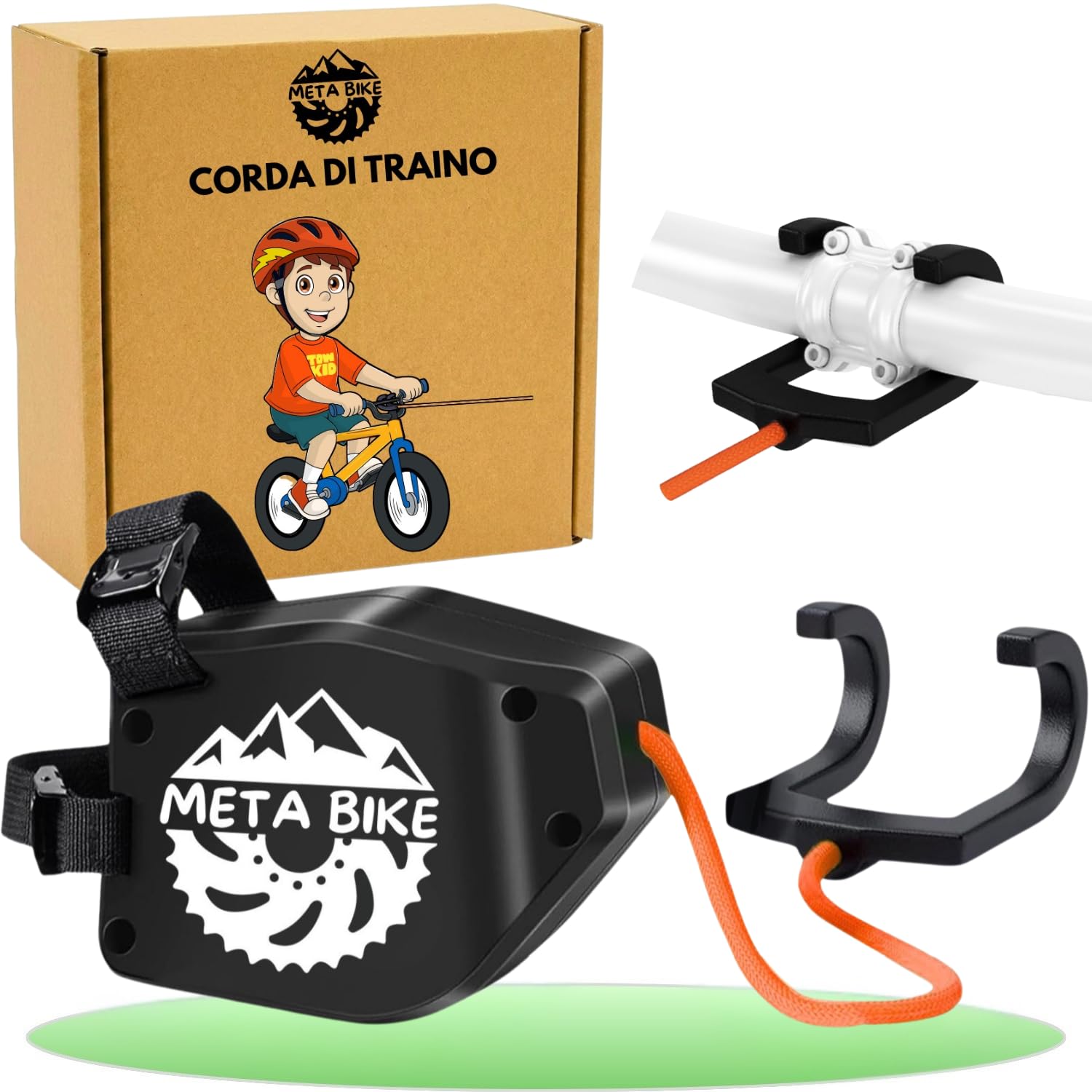 TowKid - Fune da traino per bambini, 2,5 m, con sistema di traino