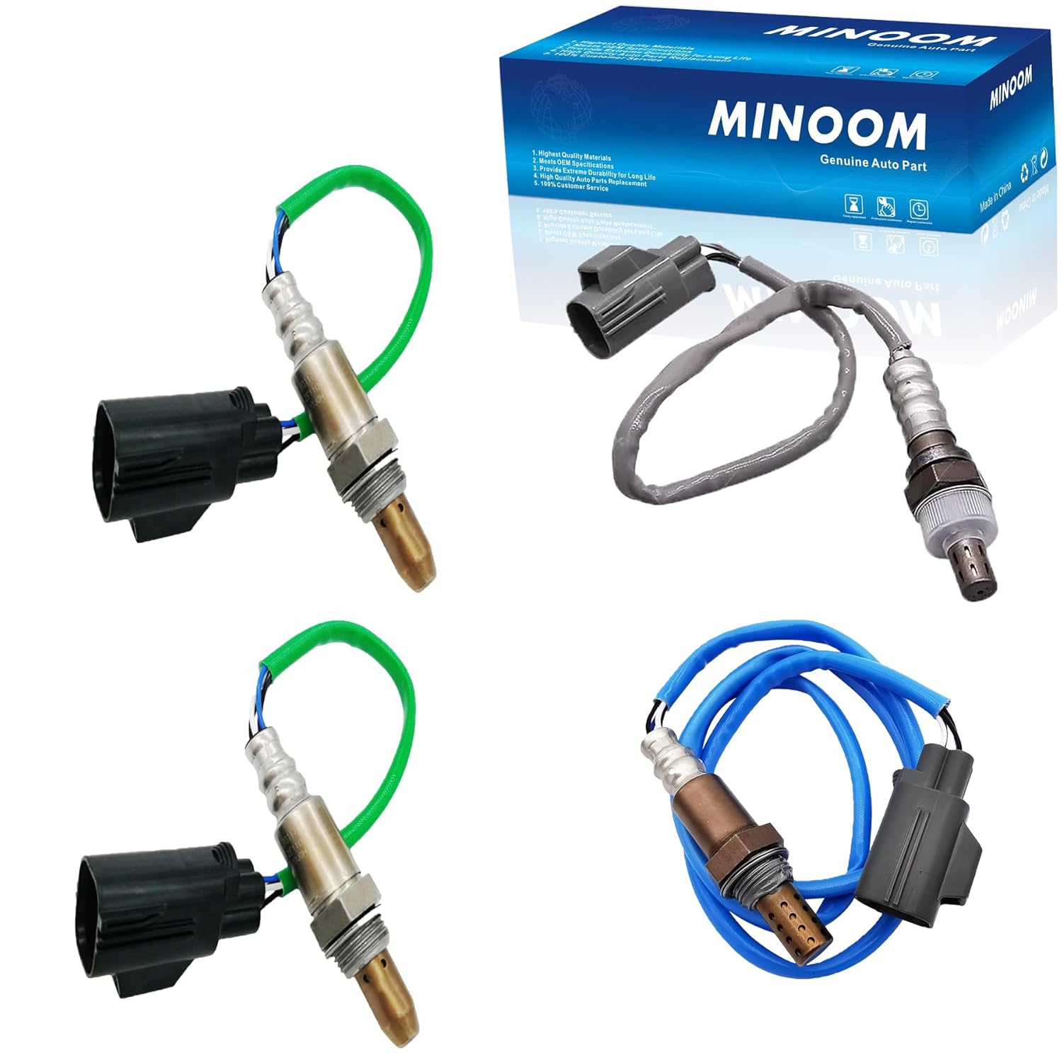4PCS 2*234-9095 234-4454 234-4465 Upstream Downstream Oxygen O2 Sensor Replacement for Land Rover 2010 2011 2012 2013 LR4 Range Rover Sport 5.0L V8 Part No.#250-54072｜LR011710｜30677175｜LR011711