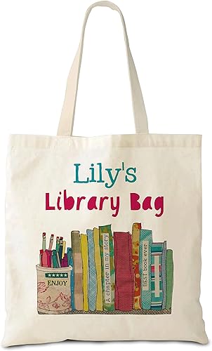 Miniatura 1 de Hyturtle Bolsa de lona personalizada para biblioteca, regalos de compras para mujeres, niñas, amantes de la lectura, bibliotecario en cumpleaños,