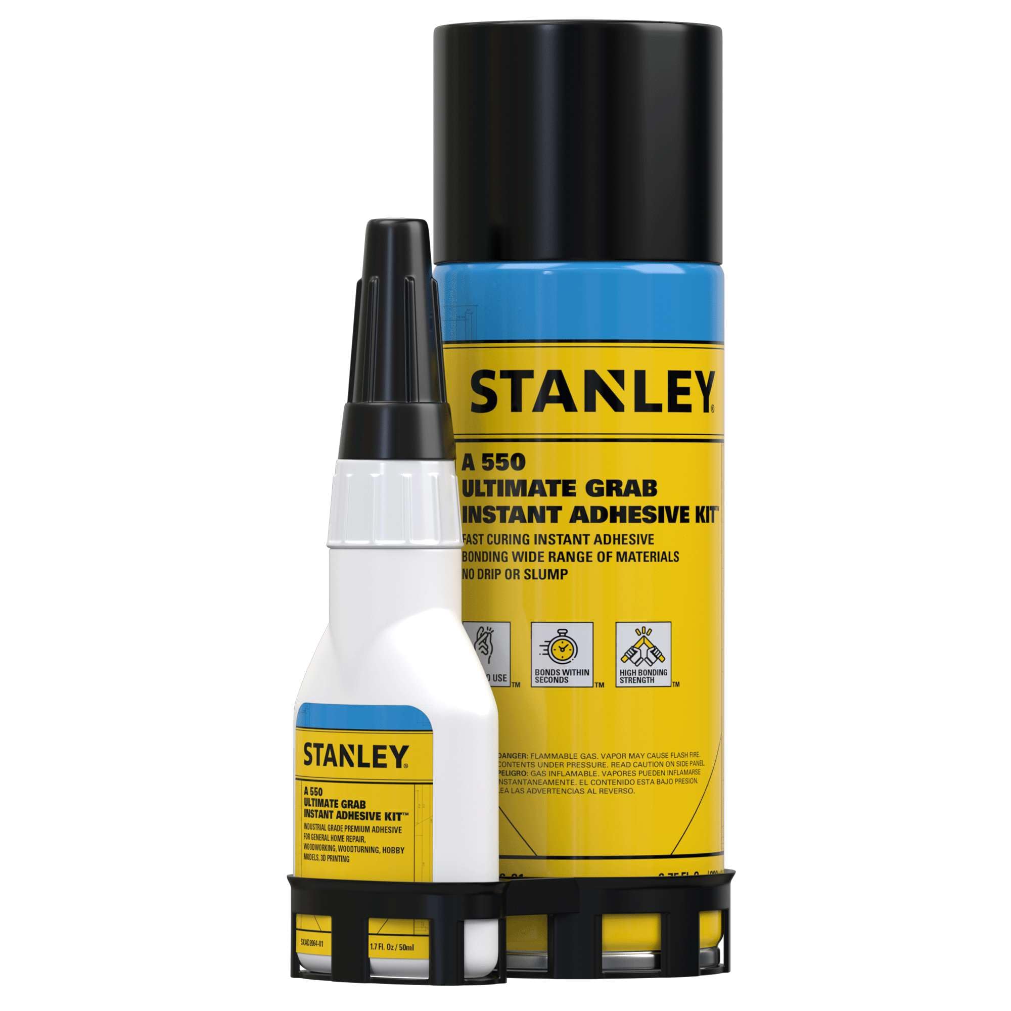 STANLEY CA Glue with Activator Set, Cyanoacrylate Super Glue (1x3.4oz) and Accelerator Spray (1x13.5oz), CA Glue for Woodworking, Carpentry, Knots &