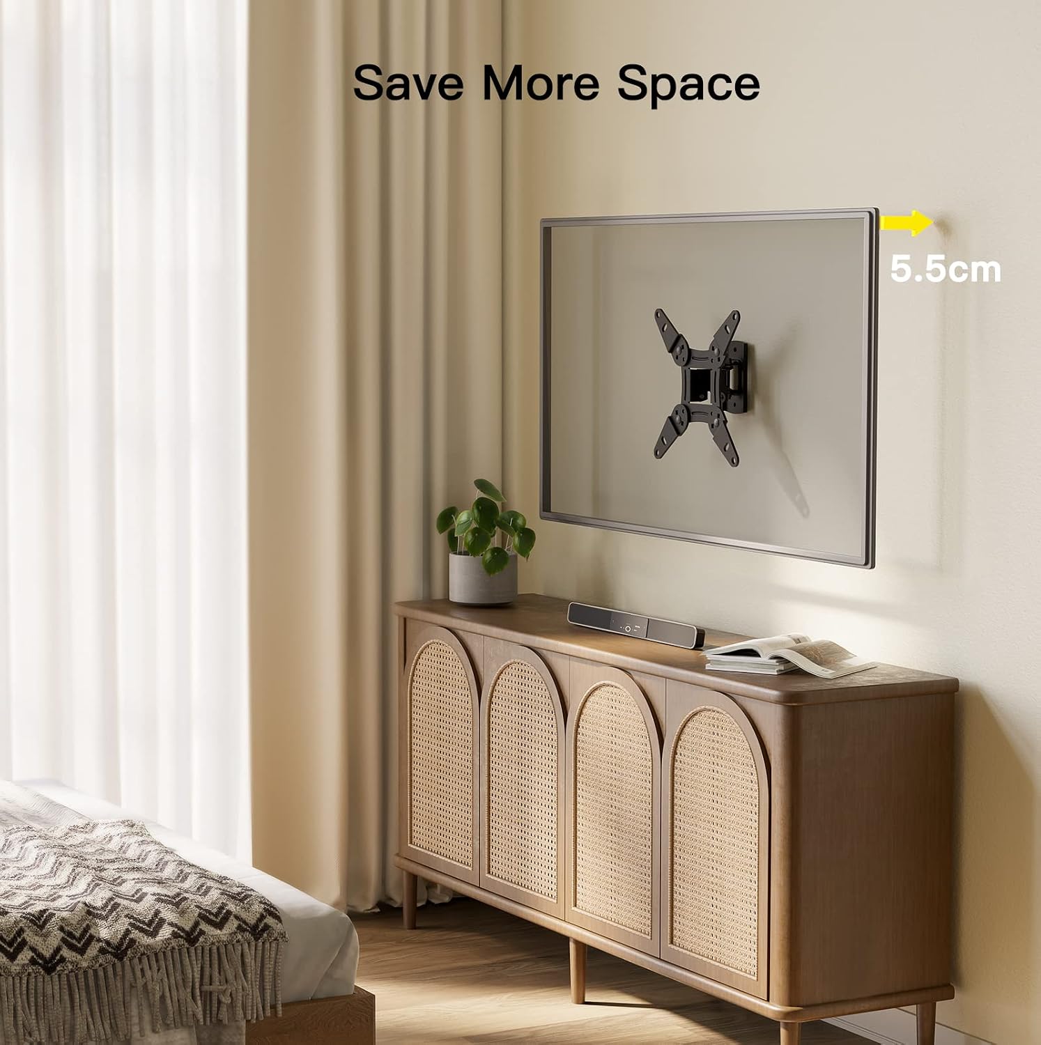 Alphamount wall mount showing 5.5cm distance from wall