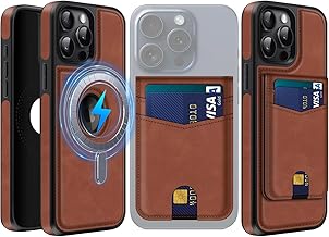 MOBESV 2 in 1 Leather Case for iPhone 15 Pro Max with Wallet Stand, Magnetic Case Compatible with MagSafe, Cover with Card Holder Stylish (Brown)