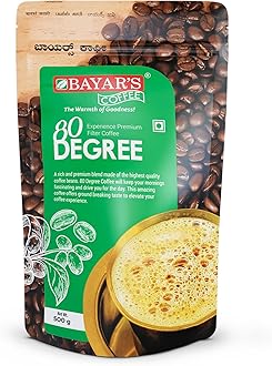 Coffee 80 Degree Filter Coffee Powder 500g | Bold South Indian Blend with 80% Coffee & 20% Chicory |Strong Decoction & Rich Aroma | Freshly Roasted & Ground for Every Cup