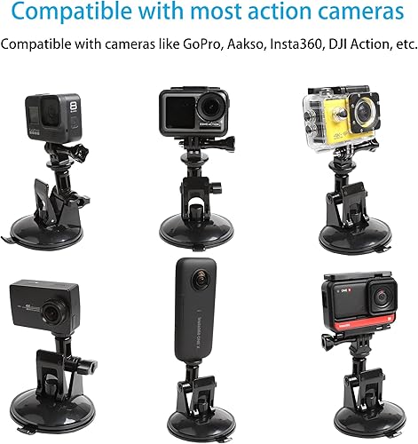 Miniatura 3 de PellKing Soporte de ventosa para cámara de acción con almohadilla adhesiva para salpicadero de automóvil, parabrisas y soporte de ventana compatible