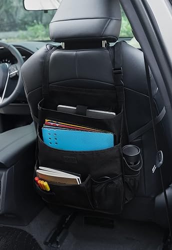 Miniatura 3 de Cashine Organizador de almacenamiento de coche de gran capacidad, poliéster, colgante, 900D, correa en X, multibolsillo, asiento delantero y