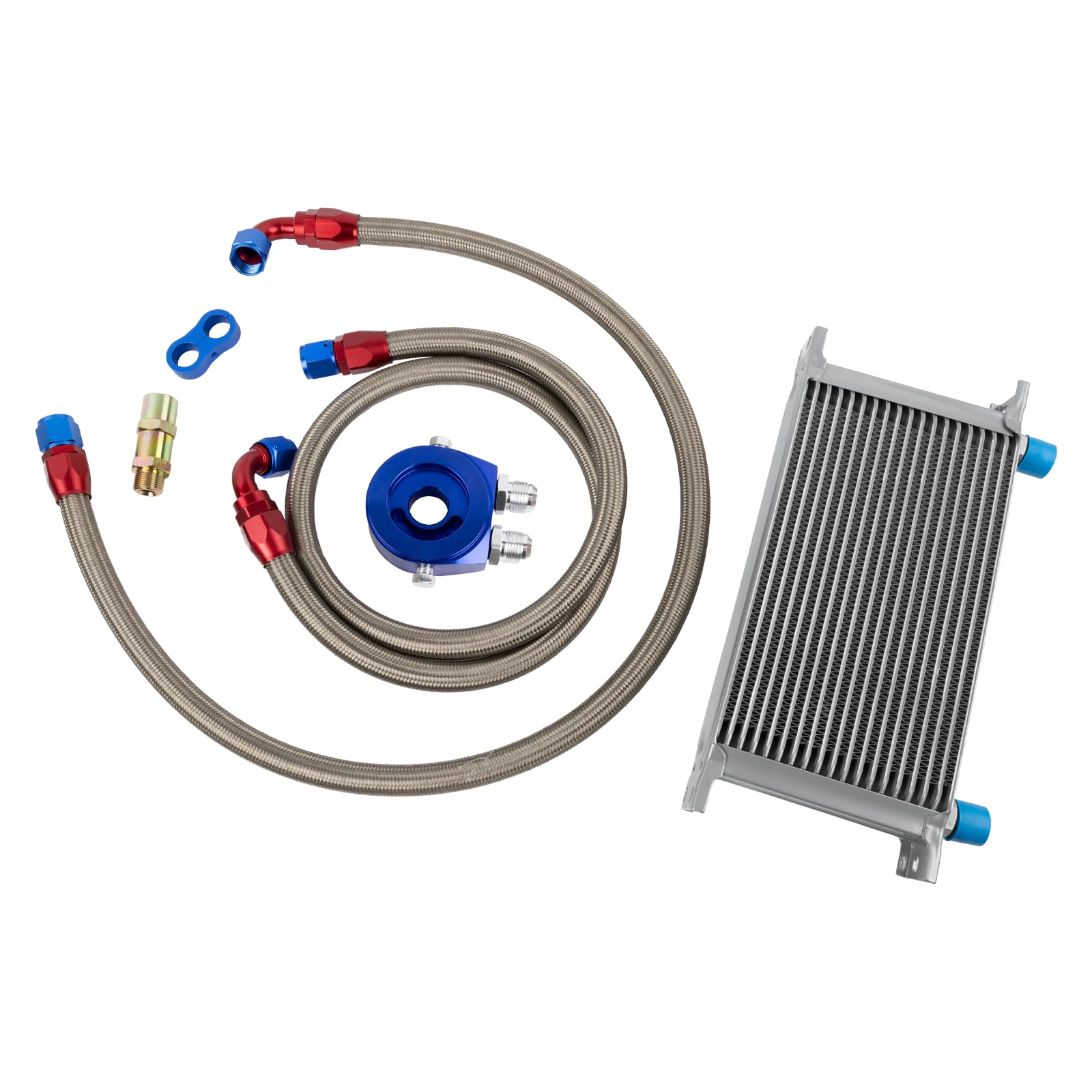 Radiatore olio 19 file AN10 Set di collegamento Raffreddamento aggiuntivo Radiatore olio esterno Raffreddamento motore universale Radiatore acqua Radiatore olio motore