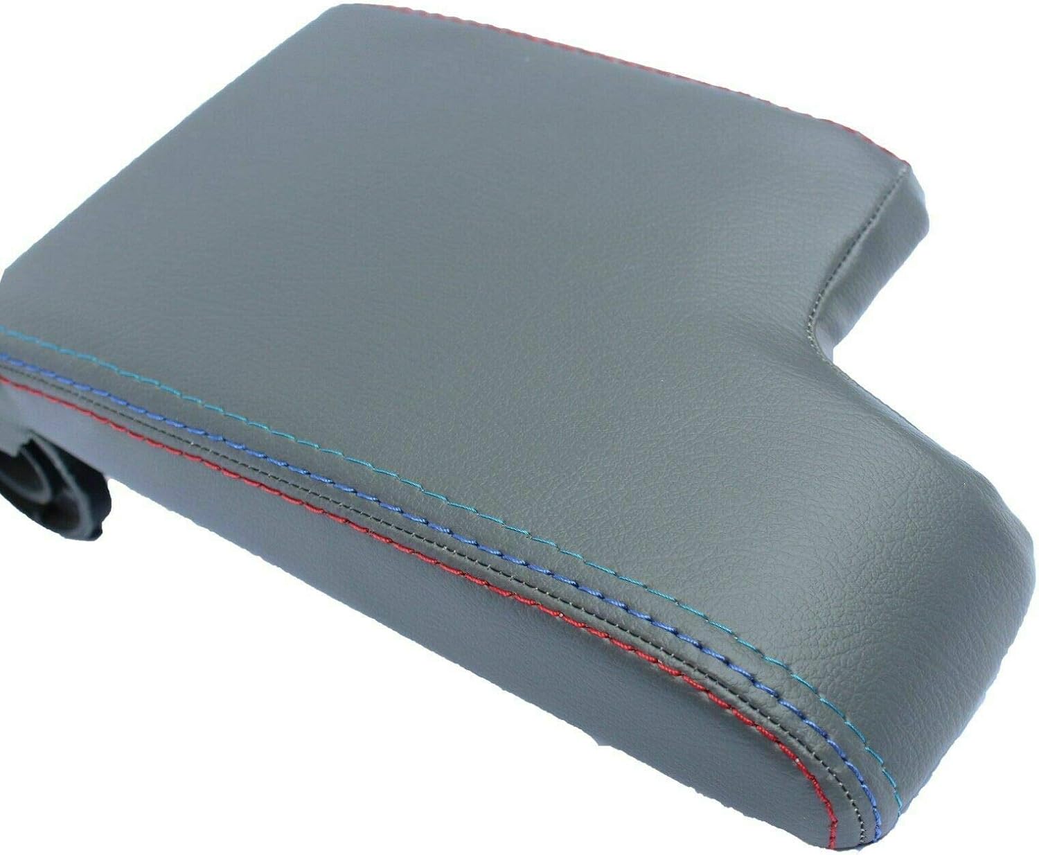 Fits 1992-1999 BMW E36 Real Dark Gray Leather Center Console Lid Cover with M Style stitching. (Skin Only)