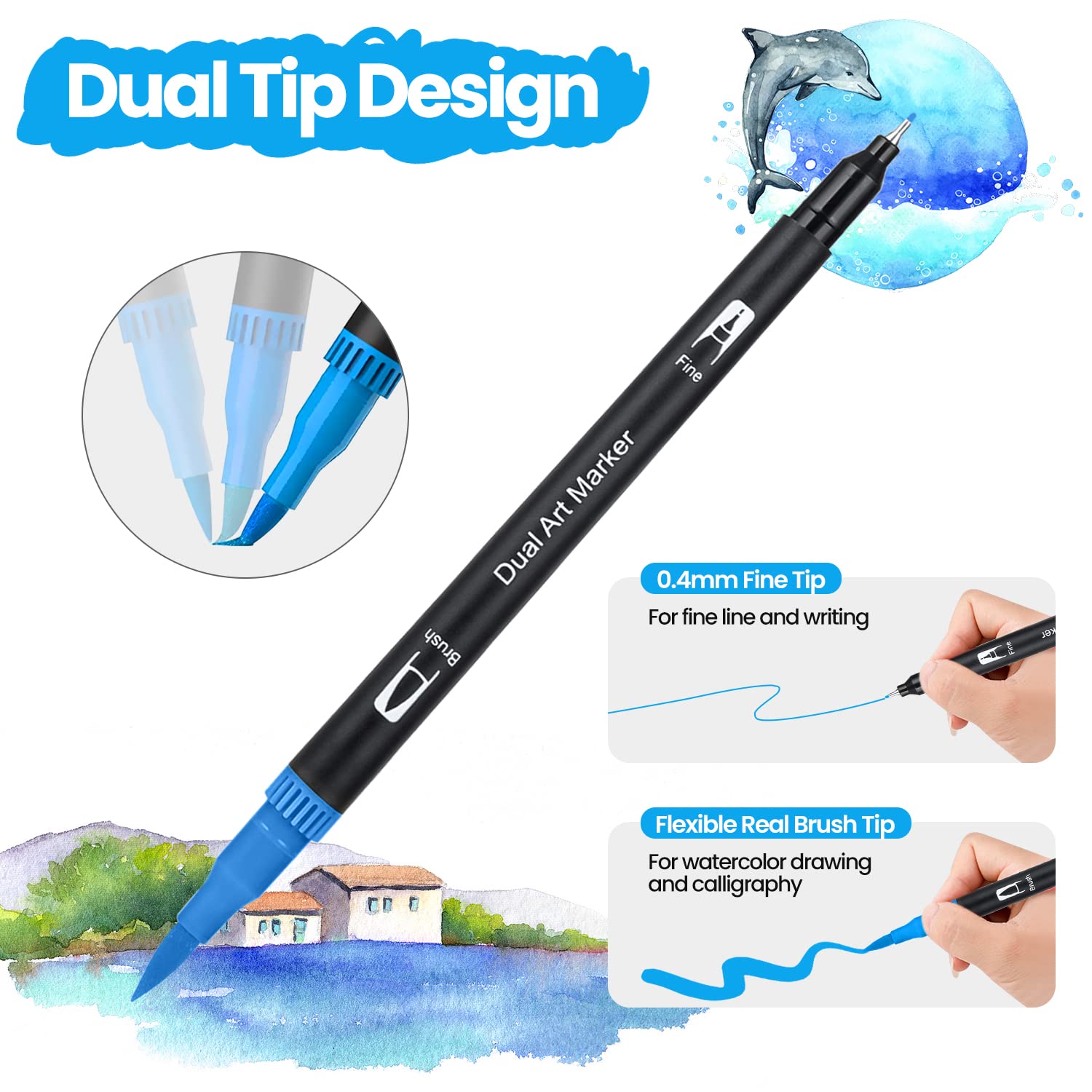 Pennarelli A Doppia Punta FURNIZONE - 24 Colori, Punta Pennello 1-2mm E Fine 0.4mm, Per Journaling E Arte - Foto 4