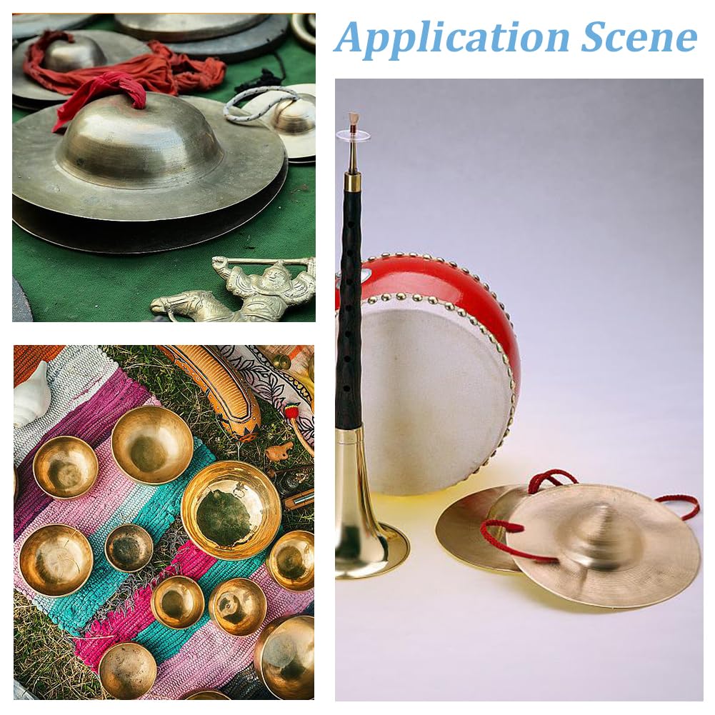 CREATCABIN 3 works/6 Pieces Finger Cymbals Belly Dancing Finger Dance Zills Musical Instrument Gold Brass Copper Band Cymbals Mini Marching Cymbals Hand Cymbal for Musical Instrument 2x2inch - Image 4