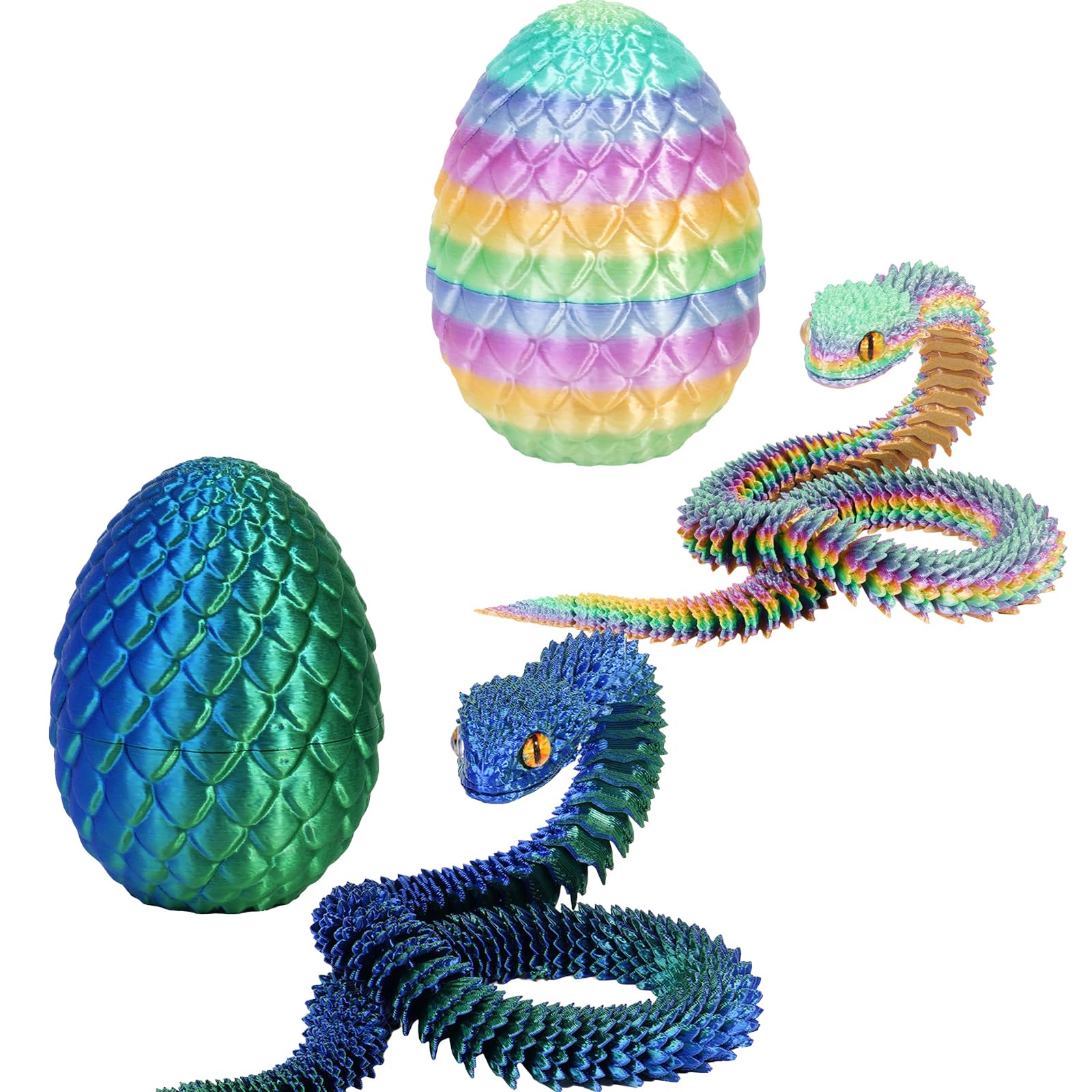 Dacnod 3D Printed Snake Egg Toys Fidget Crystal Animals Desk Figure Easter