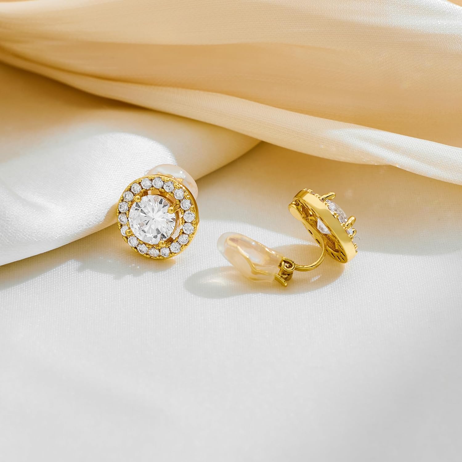 Clip On Earrings for Women Non Pierced Cubic Zirconia Clip On Stud Earrings Round Heart Square Crystal Earring Fashion Rhinestone Jewelry - Image 7