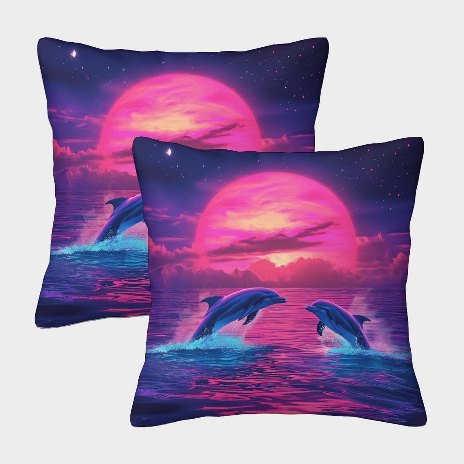 HLXZMCVBT Dolphin Velvet Pillow Cover Cushion Cases Ornaments Set of 2 for 45x45cm