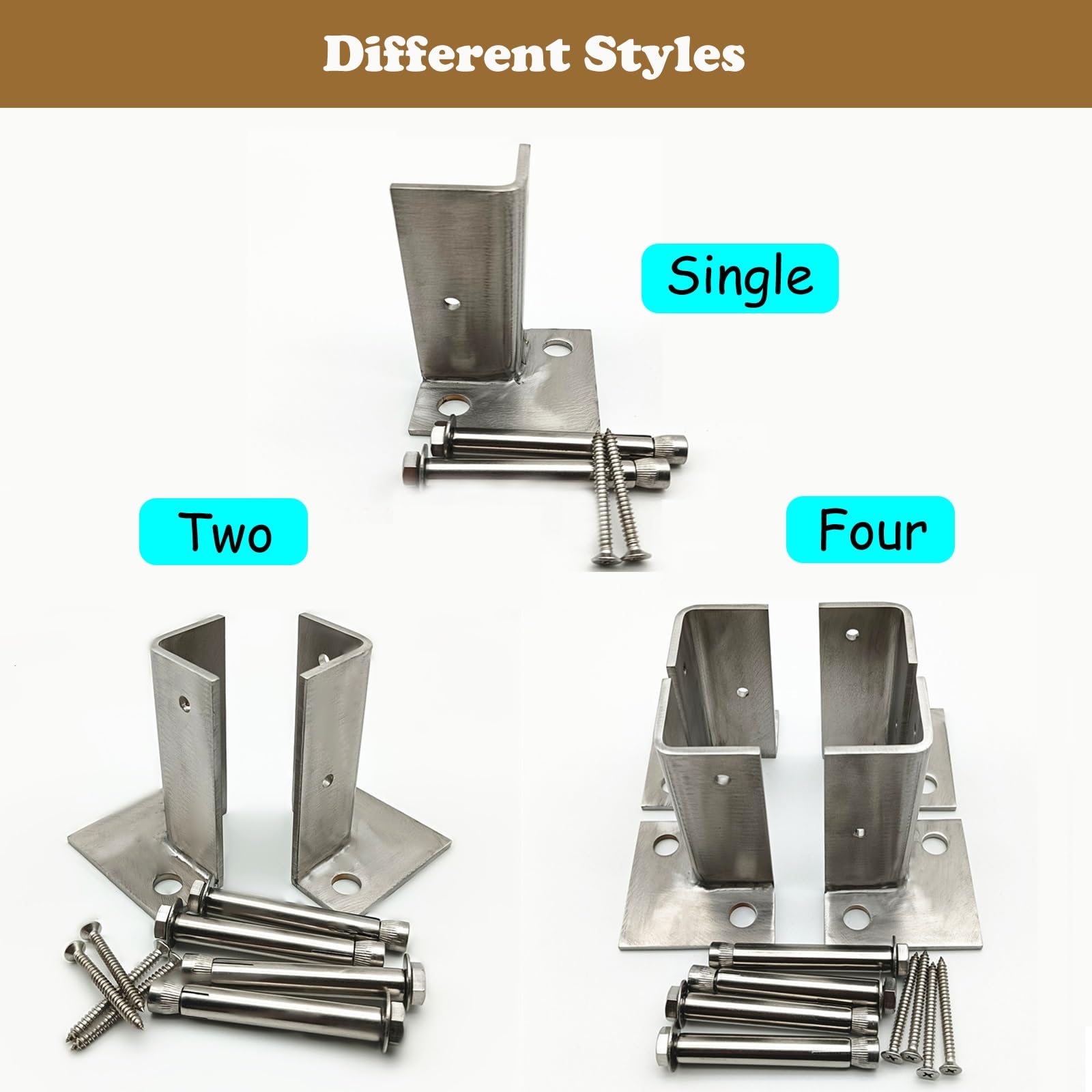 Soporte Base de anclaje para poste madera 6 piezas de anclaje para postes de terraza de 4 × 4 cm, soportes de poste ajustables, base de soporte para columnas de madera, pilar de buzón, cerca de sujeci