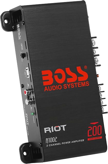 BOSS Audio R1002 Riot 200-Watt Full Range, Class A/B 2-8 Ohm Stable 2 Channel Amplifier, Black