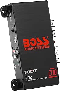 BOSS Audio R1002 Riot 200-Watt Full Range, Class A/B 2-8 Ohm Stable 2 Channel Amplifier, Black