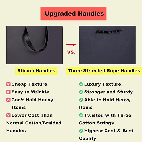 Miniatura 5 de Paquete de 4 Bolsas de Regalo Negras con Papel de Seda, Bolsas de Regalo de Tamaño Mediano a Grande para Hombres, 8x4x11in20x10x28 cm, Bolsas de