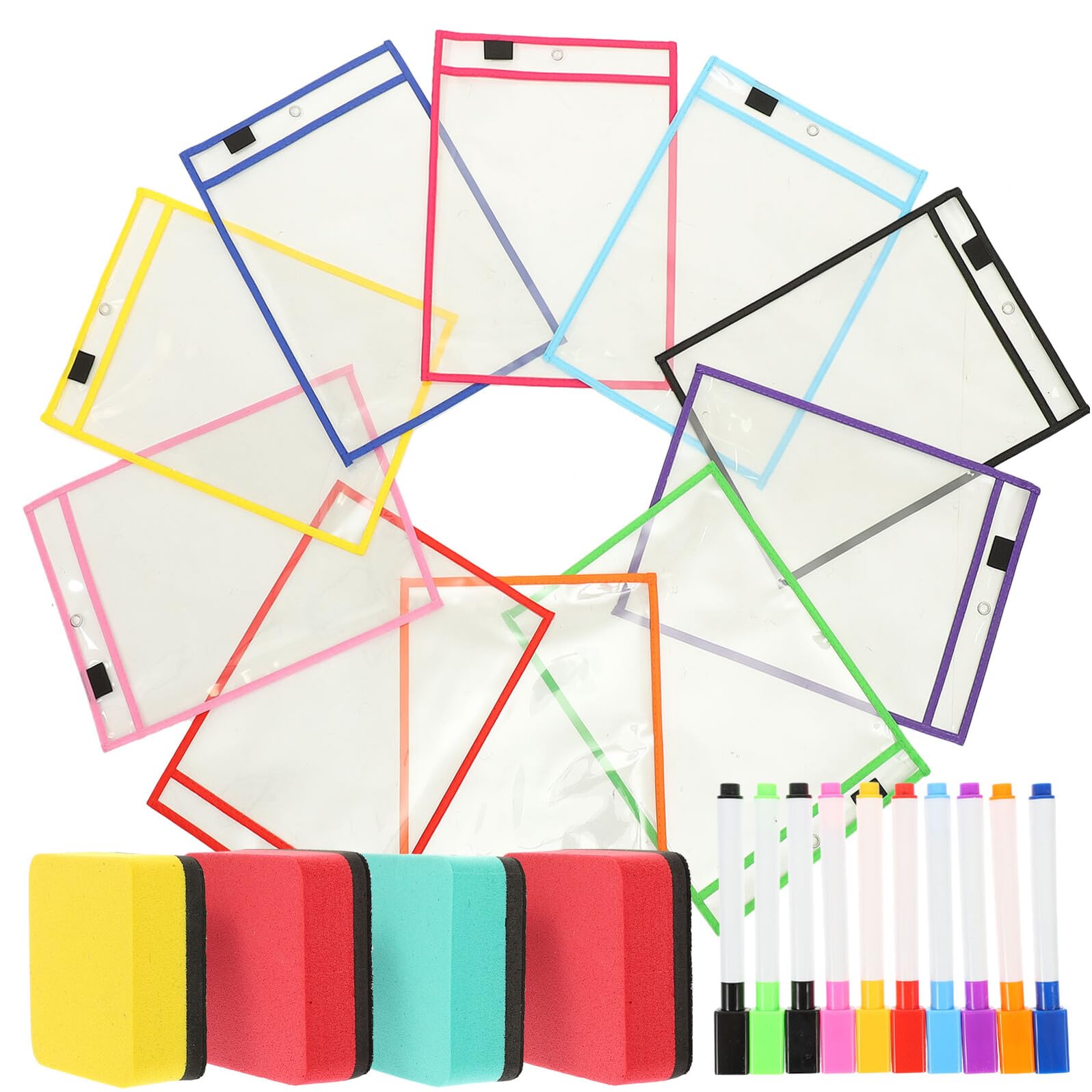 Pochette document réutilisable effaçable à sec avec stylo portable - 8