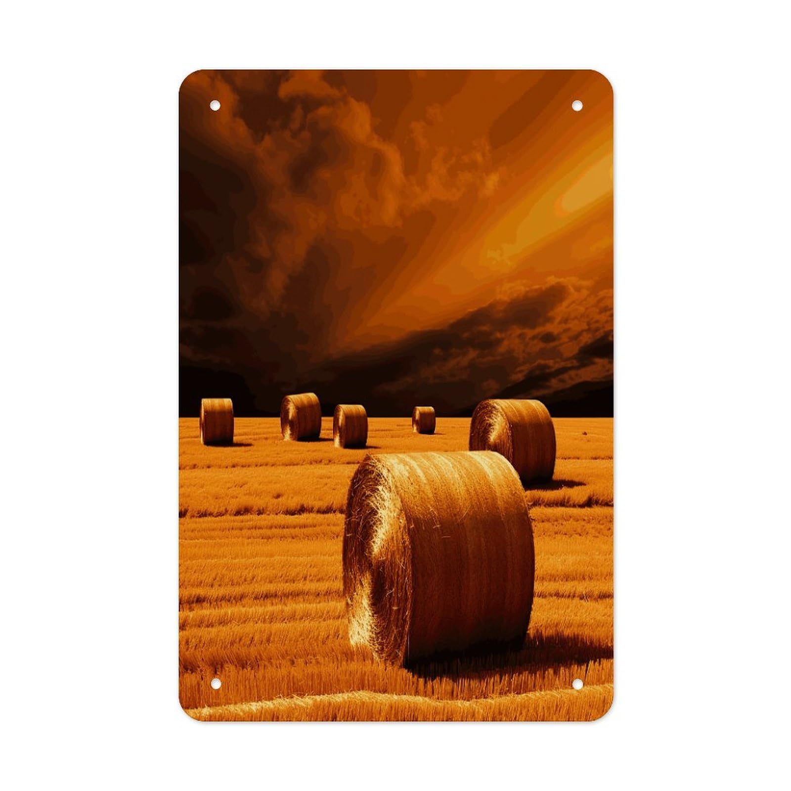 Btcowzrv Style Hay Bales Metal Tin Sign Wall Decor Hanging Plaque