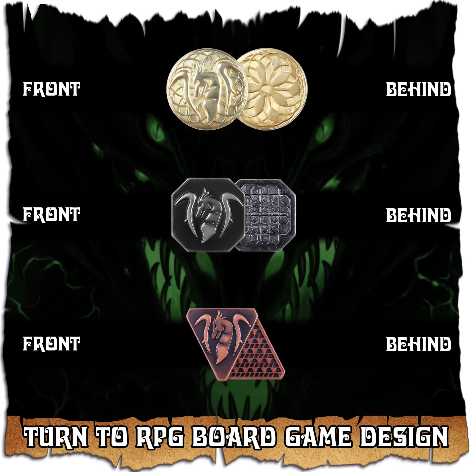120 piezas de monedas DND de metal plateado y cobre para fichas DND, accesorios DND para jugadores de juegos de mesa DND, monedas falsas de ojos coloridos para juegos de mesa de cosplay