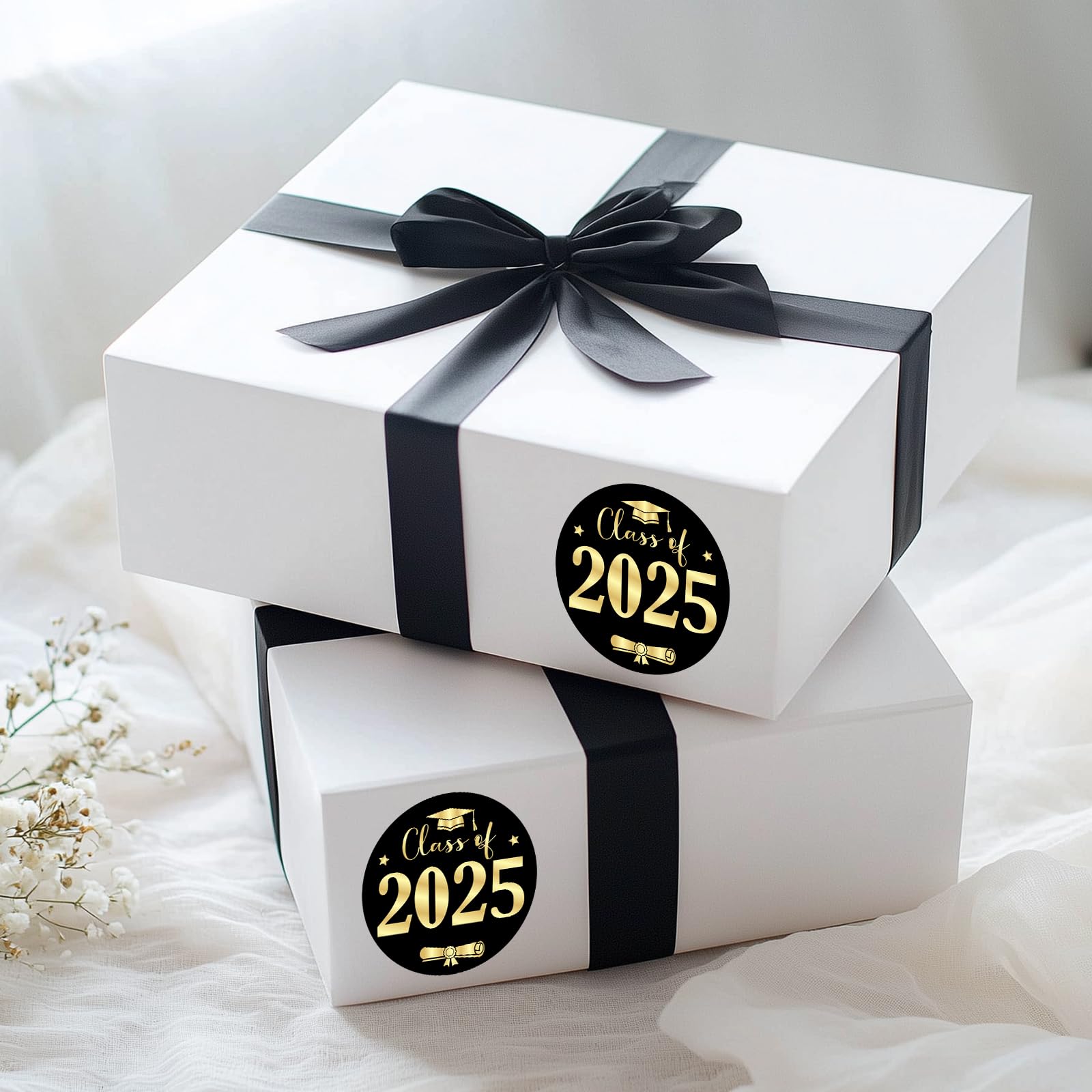 Class Of 2025 Graduation Stickers - 120Pcs Blue Gold Envelope Seal Labels For Grad Party