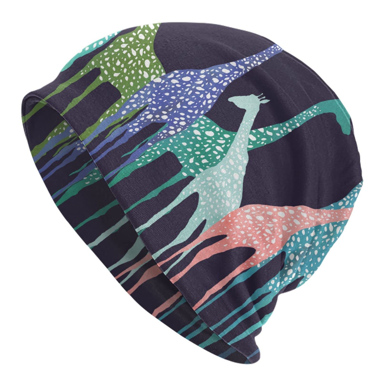 Djngn Unisex As Pic Colored Giraffe Beanie Chemo Hat Cancer Headwear Knitted Hats Baggy Slouchy Scarf Cap For Adults Women Men
