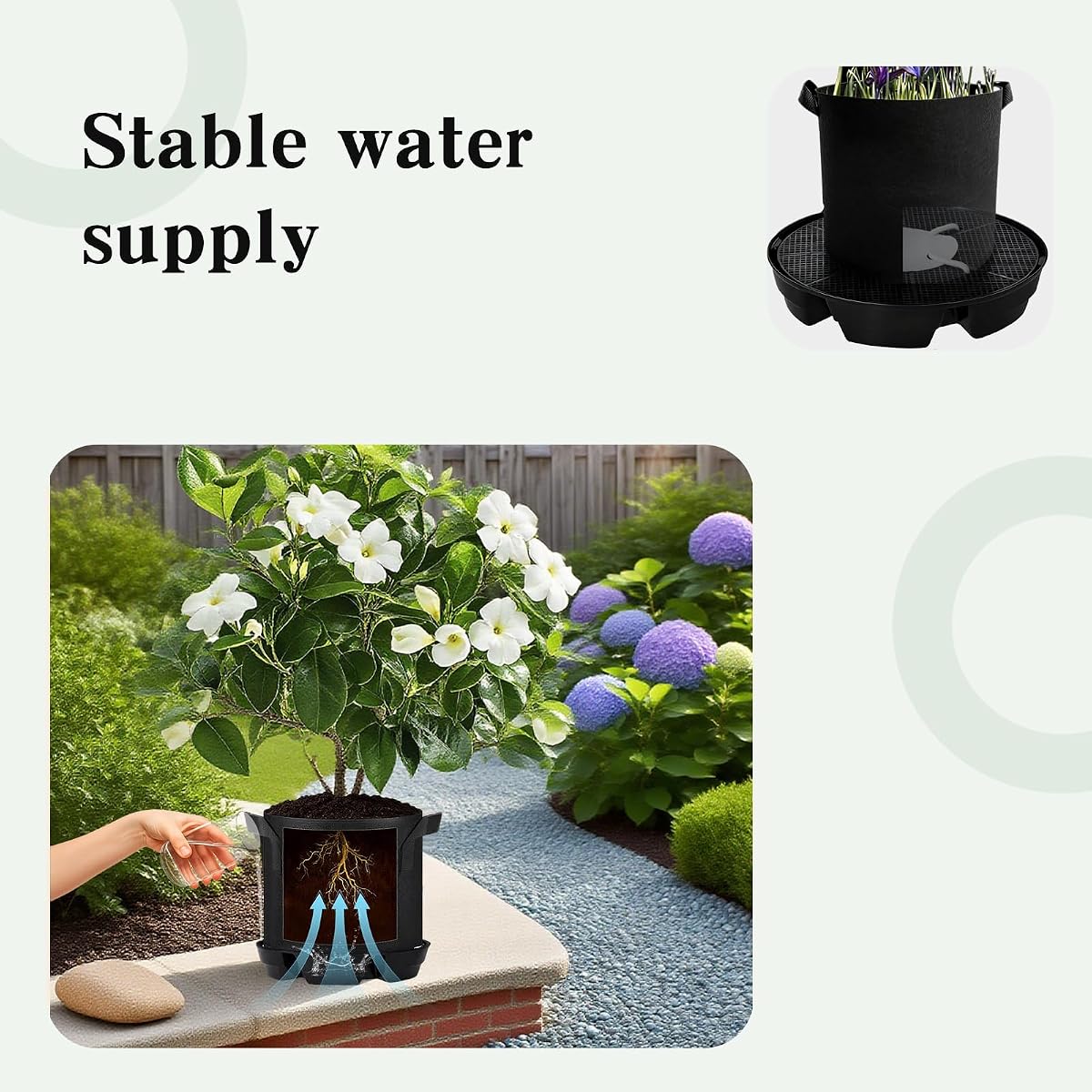 VIVOSUN 4-Pack FlexFeed Self-Watering Pots, Auto Irrigation Fabric Pot Base view 3