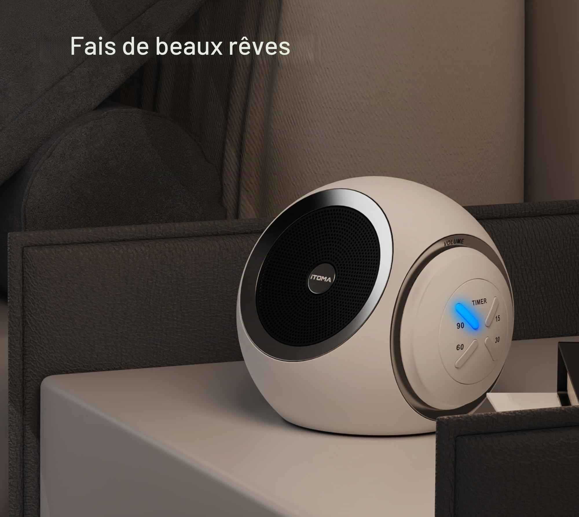 iTOMA 318 Machine à bruit blanc, 30 sons apaisants, Bluetooth, minuterie de sommeil, volume réglable
