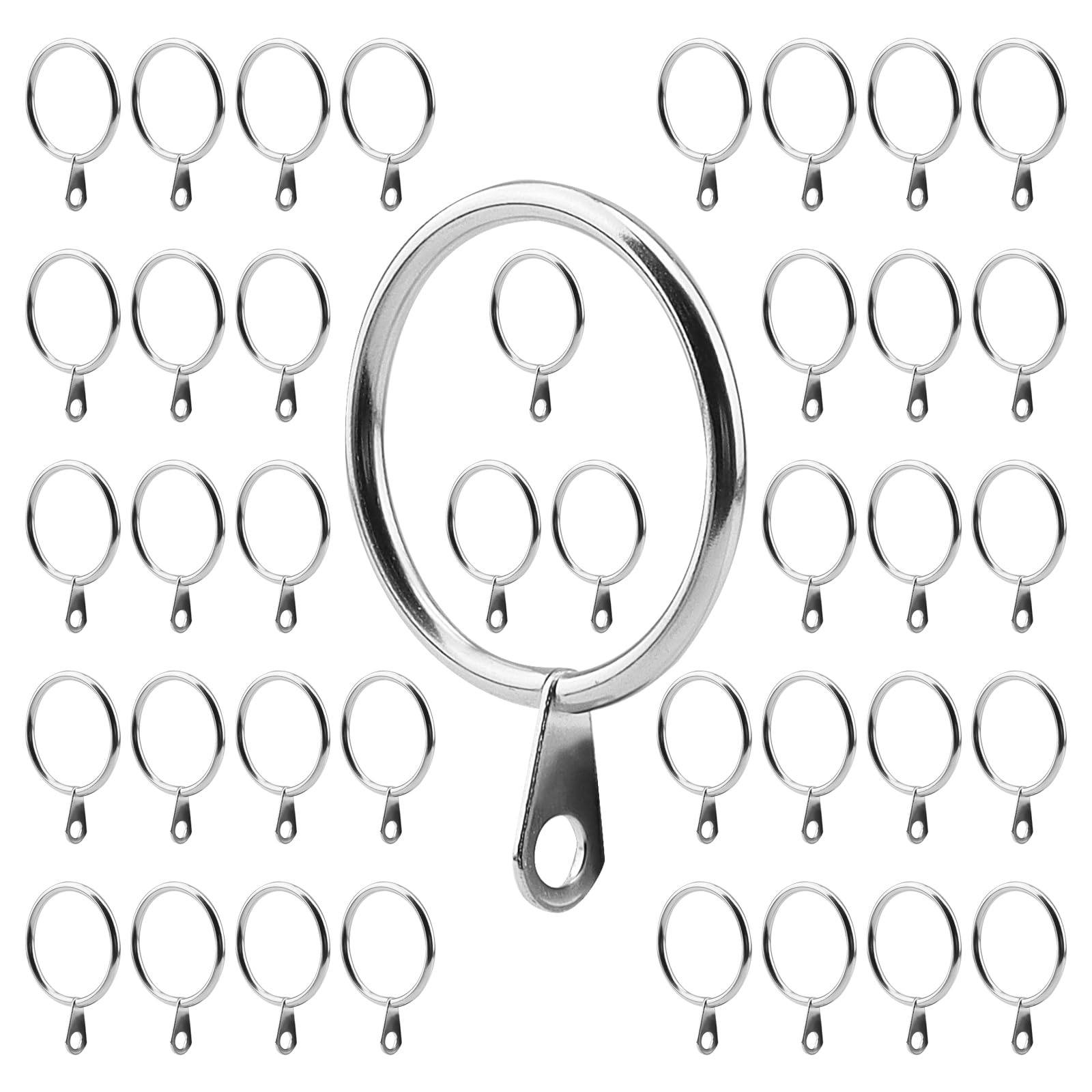 JAPCHET 50 Pack 30mm Silver Metal Curtain Rings for Shower Curtains and Drapery
