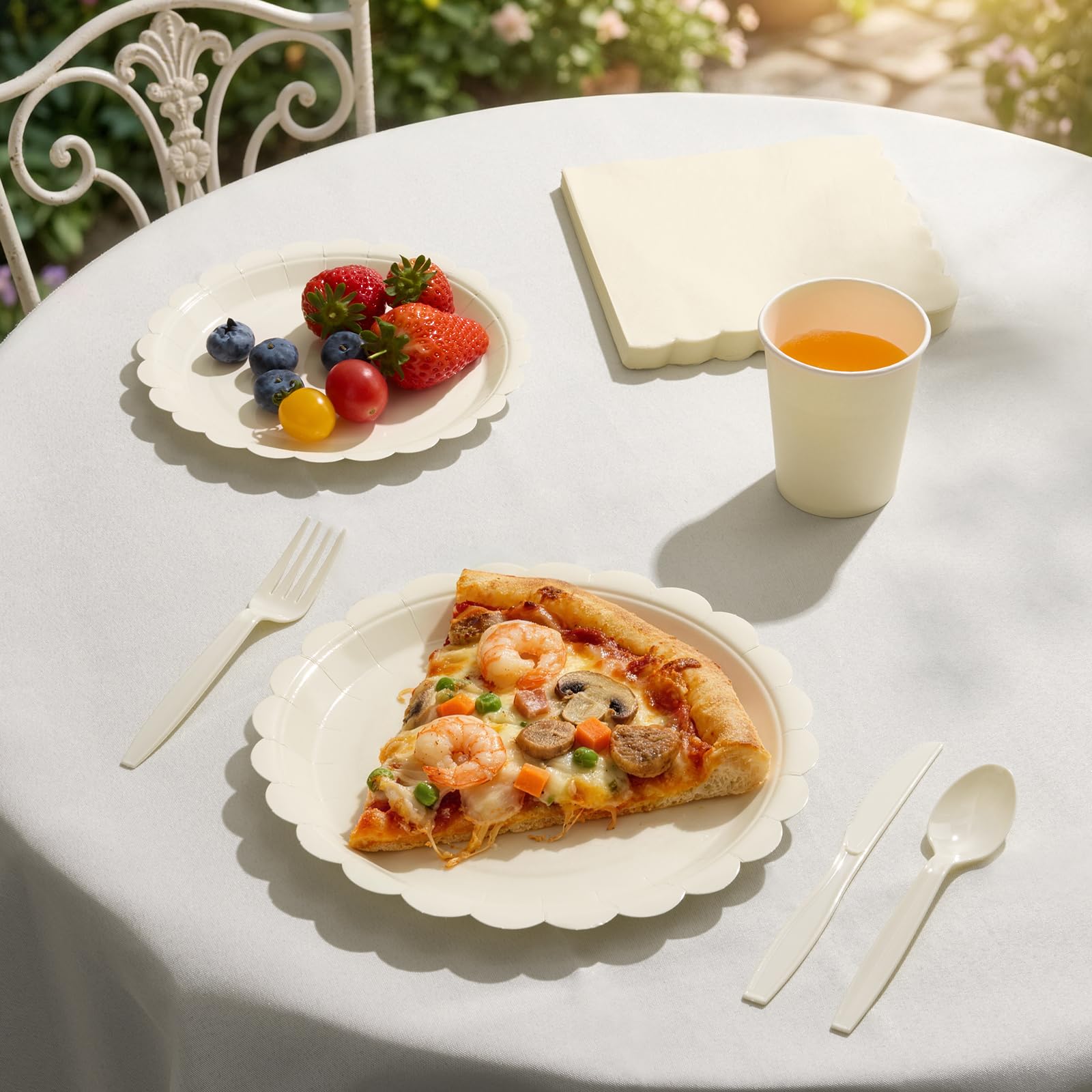 Goodluck Ivory Disposable Plates - 350PCS Party Set -8