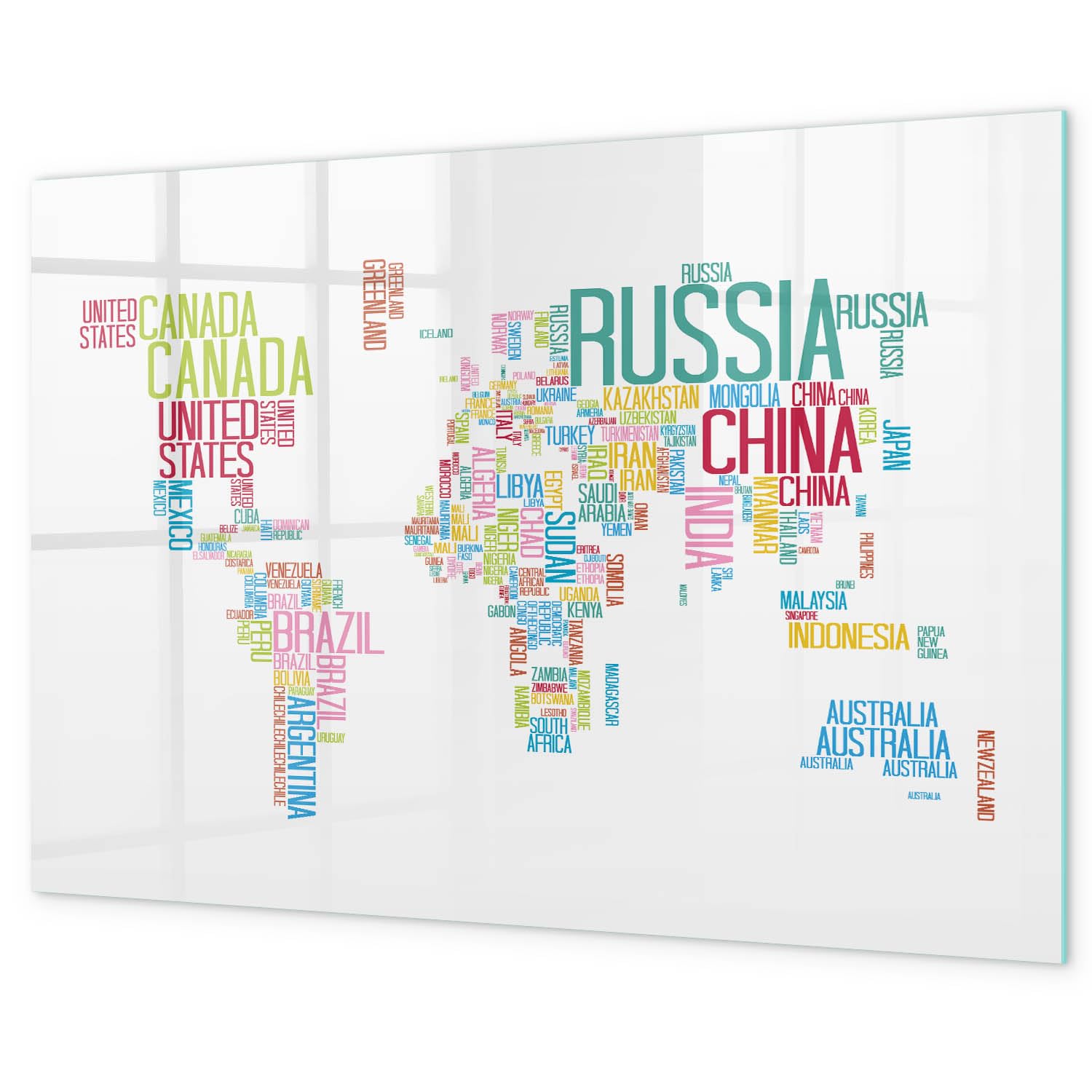 Lavagna cancellabile magnetica 120x60 cm | Mappa con i nomi dei paesi
