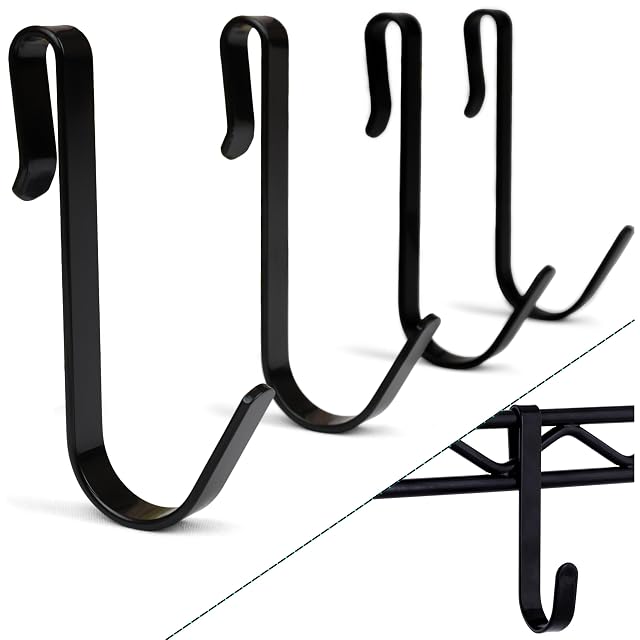 PriZoi Snap-On Wire Shelving Hooks - 4pack of Large 3 5 inch Black Heavy Duty Wire Shelf Hooks