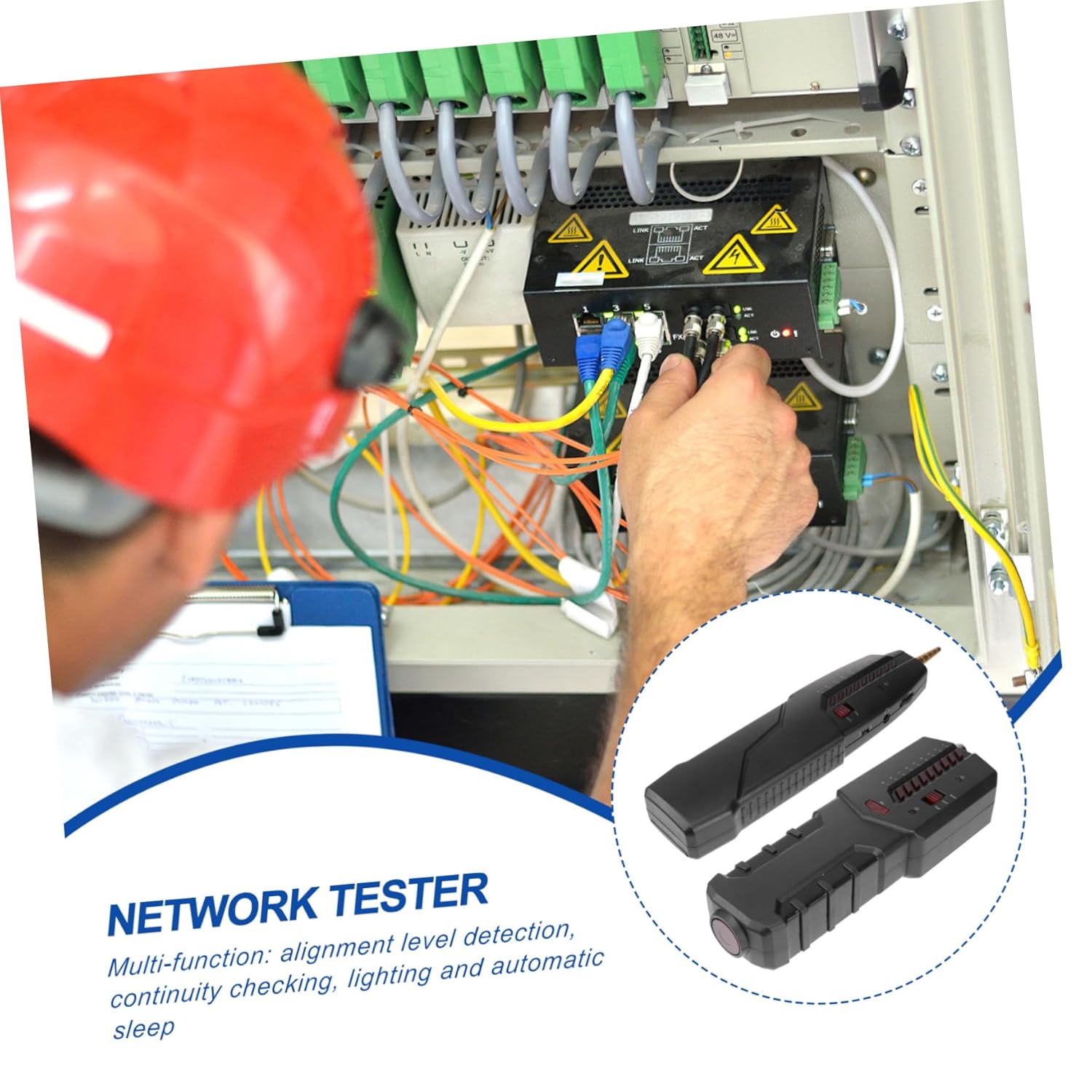 Homoyoyo 1set Multifunction Network Cable Tester Continuity Checking -Interference Design and Line for Ethernet and Telephone Cables