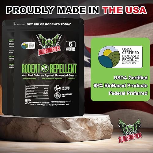 Miniatura 2 de Bolsas repelentes y disuasorias de ratones de fuerza extra, USDA 99% de base biológica, aceites de menta y romero repelen ratones que anidan en