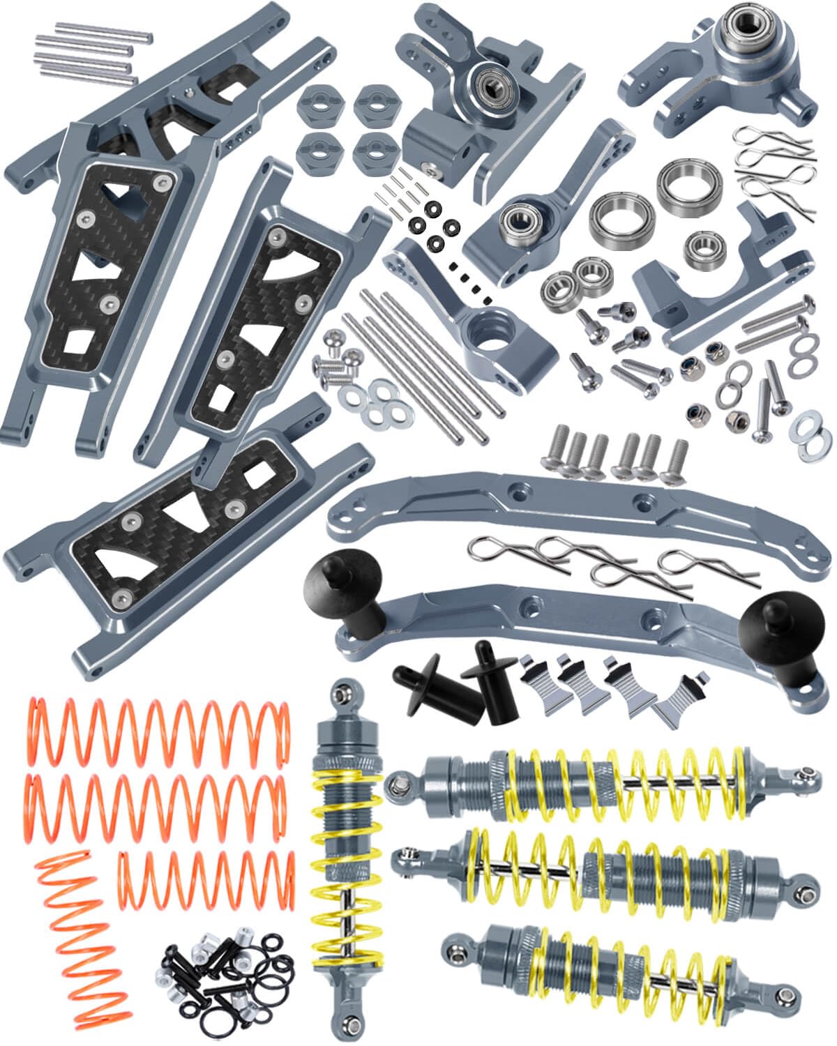 RCMYou Upgrades Part for 1/10 Slash 4x4/Slash 4x4 VXL,Alloy RC Shock Absorber,Caster Block,Steering Blocks,Rear Stub Axle Carriers,Body Mounts,Suspension Arm,Titanium