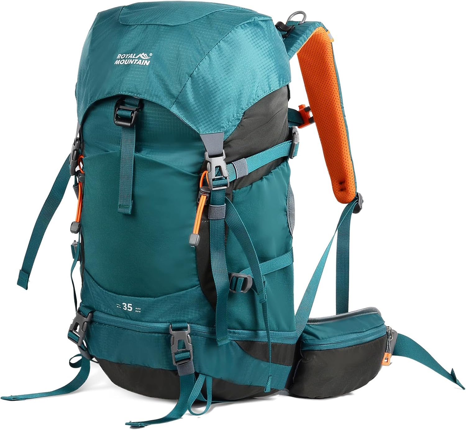 35L Hiking Backpack - Water-Resistant Nylon Bag with Top Flap Cover, Camping Travel Daypack for Men Women ﻿ (Green)