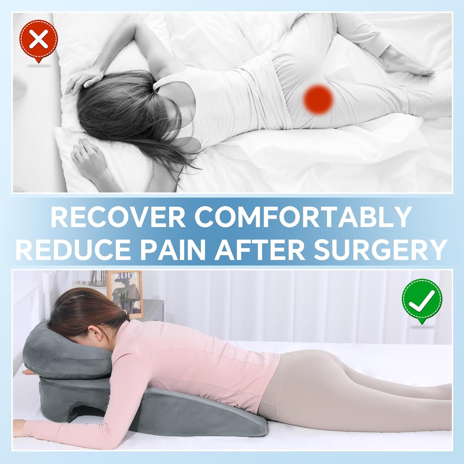 MABOZOO Face Down Prone Pillow, Massage Pillow with Headrest and Removable Chest Cushion, Face Down Massage Cushion for Sleeping, Massage