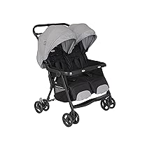 Graco – DuoRider™ Passeggino Doppio leggero con due sedute affiancate, dalla nascita fino a circa 3 anni (max 15 kg), si chiude con una sola mano, Steeple Gray