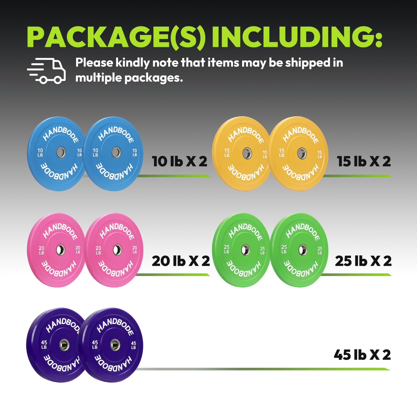 HANDBODE Bumper Plates Olympic Weight Plates, Colored Rubber plate for Weight Lifting and Strength Training 230LB