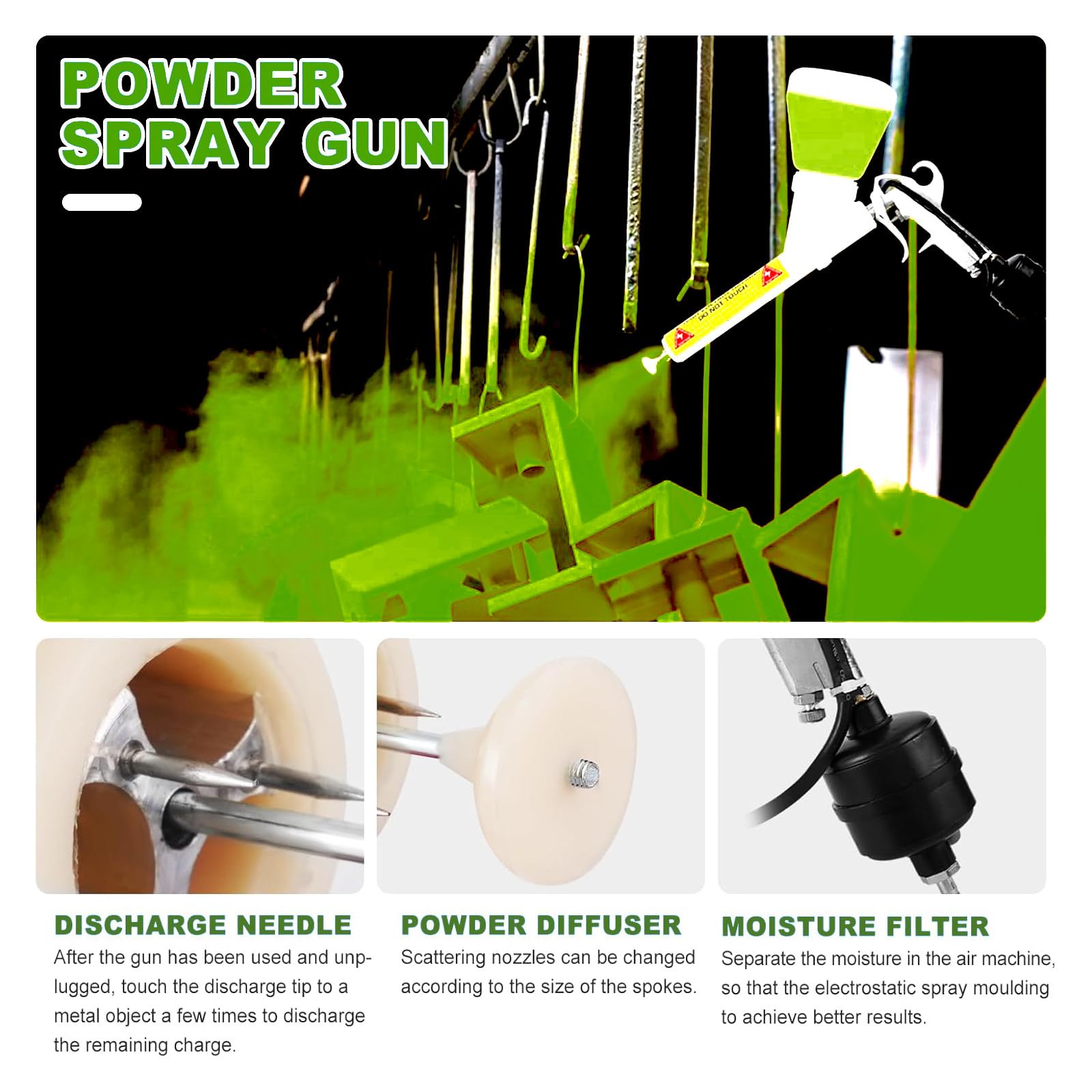 Pistolet natryskowy, pistolet lakierniczy, system powlekania, zestawy do powlekania elektrostatycznego, z przełącznikiem nożnym, pistolet natryskowy, 220 V / 110 V