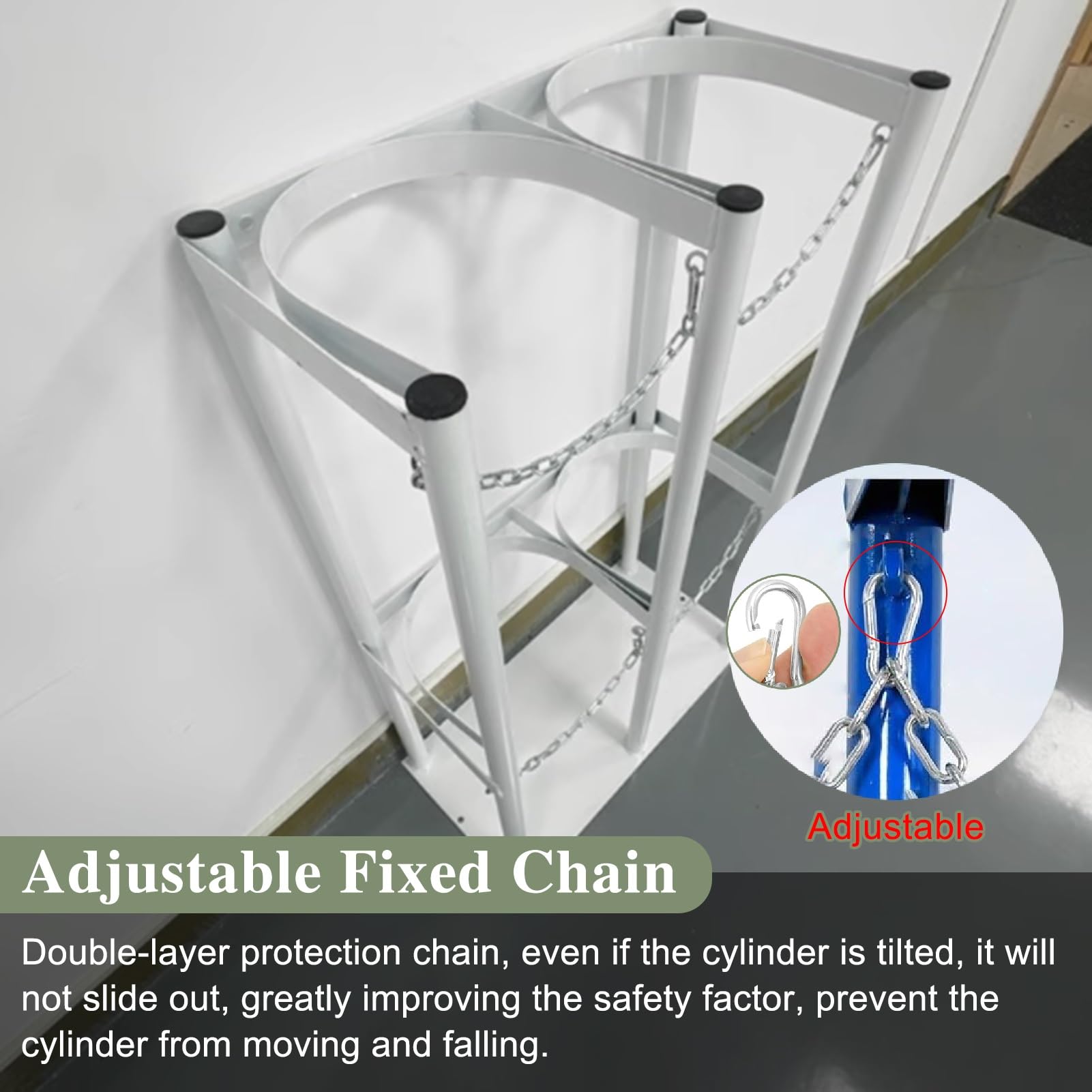 Soporte de Lujo para Tanque de oxígeno - Soporte Universal para bombonas de Gas con Cadenas de fijación, Soporte Resistente para Cilindros de nitrógeno en hospitales, Ajustable de 27 a 96 cm