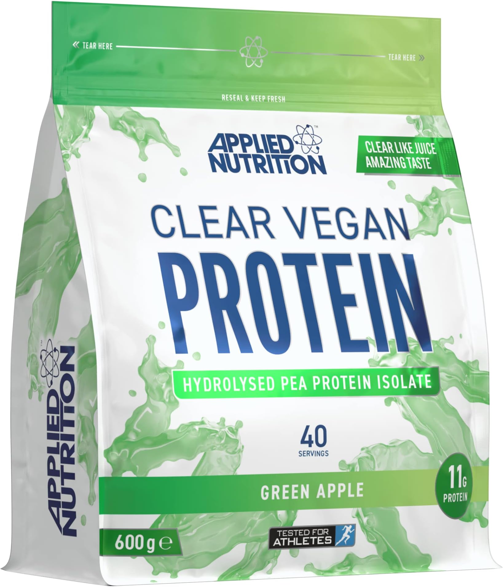 Applied Nutrition Clear Vegan Protein - Hydrolysed Pea Protein Isolate, Vegan Protein Powder (Green Apple) (600g - 40 Servings)