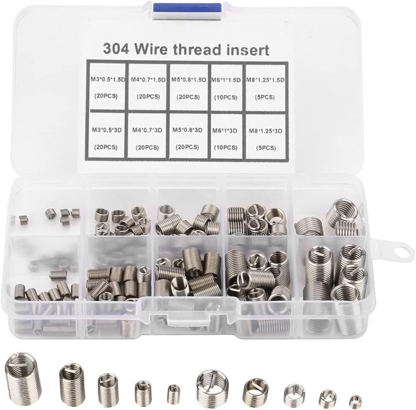 150PCS Threaded Inserts Helicoil kit Stainless Thread Repair Kits M3 M4 M5 M6 M8 Helicoil Type