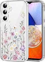 Xylota Cover for Samsung Galaxy A14 4G/5G, Aesthetic Flowers Design Woman Transparent Protective Case Cover, Anti-fall Soft TPU Silicone Bumper Cases for Samsung A14 6.6 Inches – Leaves