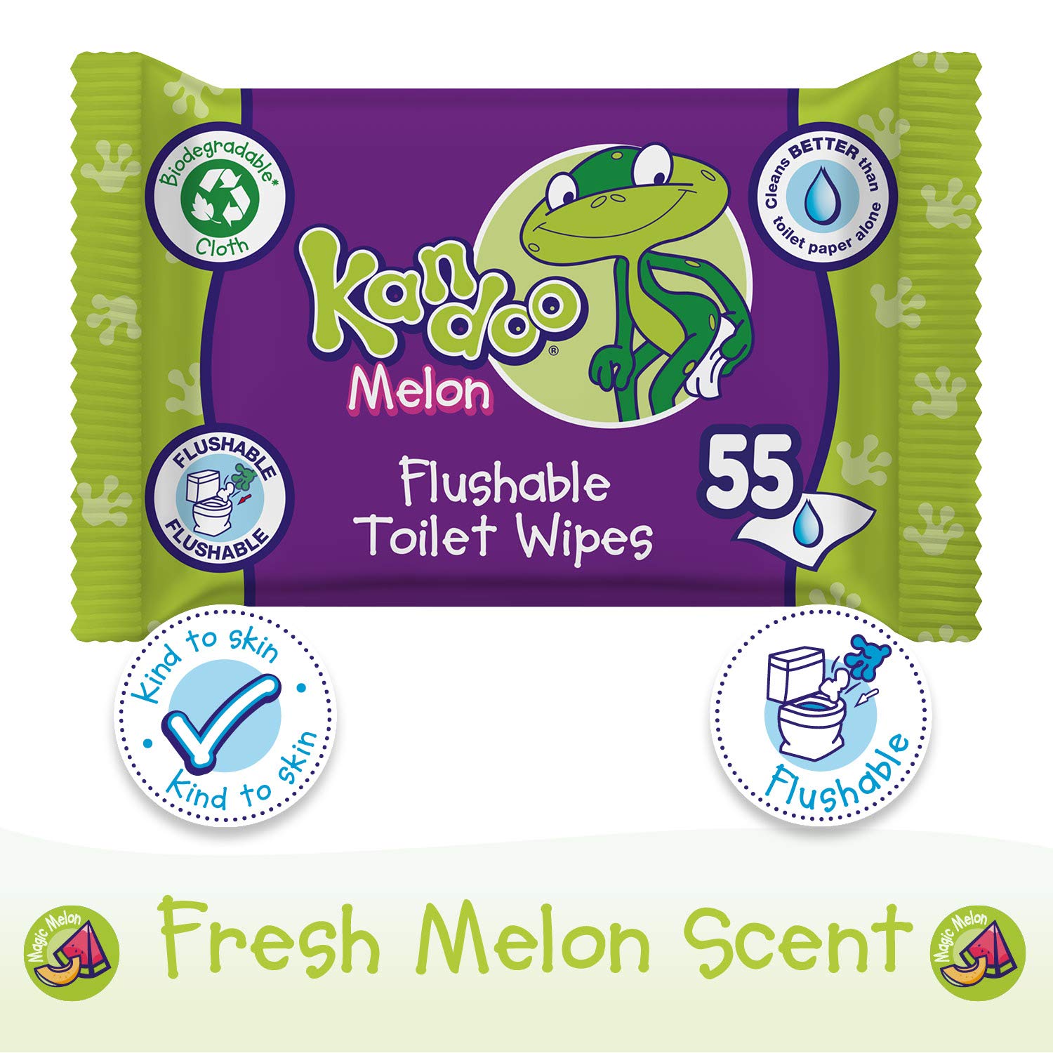 Kandoo - Recambio de toallitas húmedas con aroma de melón – Pack de 12, total de 660 toallitas
