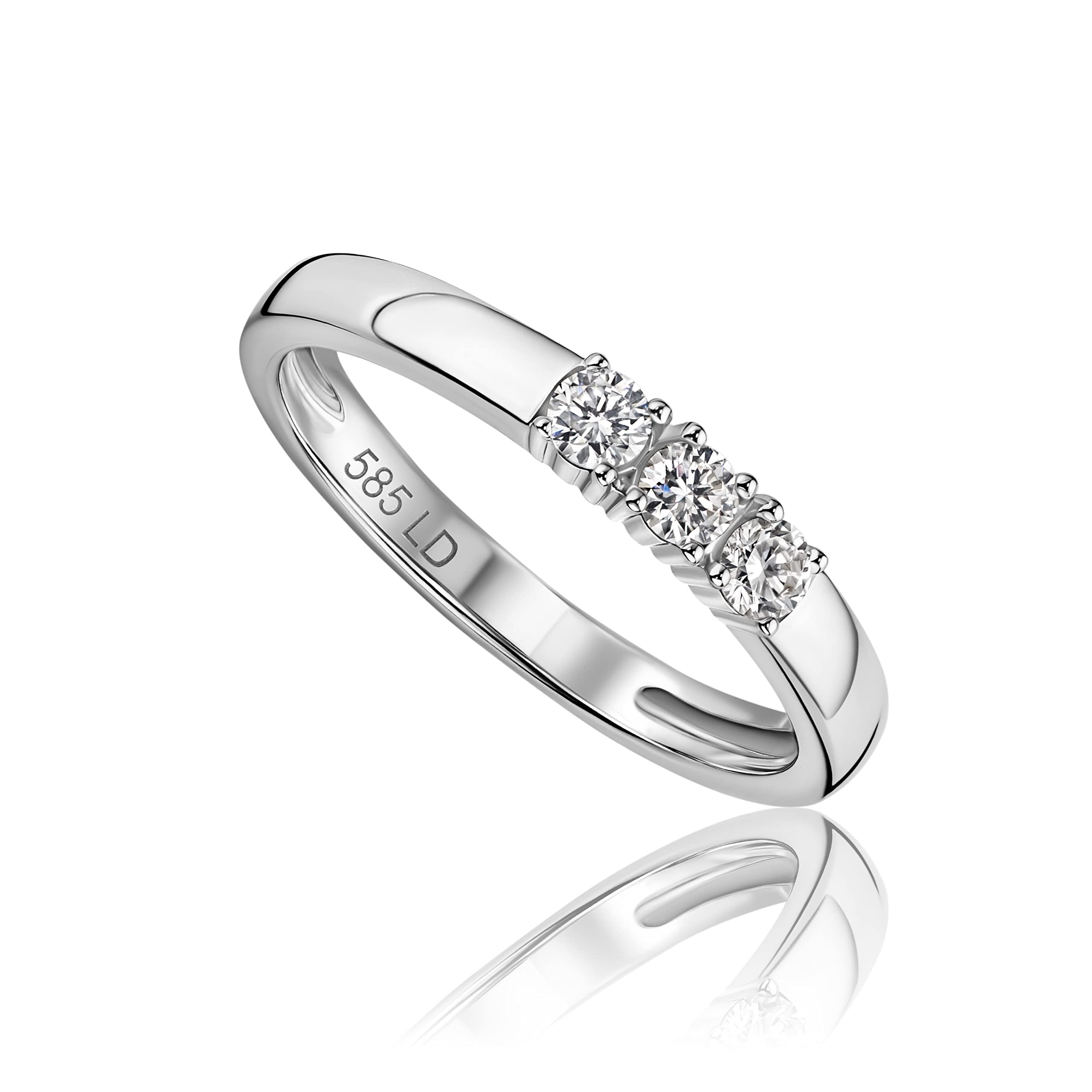 MIORE0.20 carat diamond Eternity Rings for Women, Anniversary Ring in 585 14ct White Gold, Solid Gold Rings with Jewellery Box for Gifting