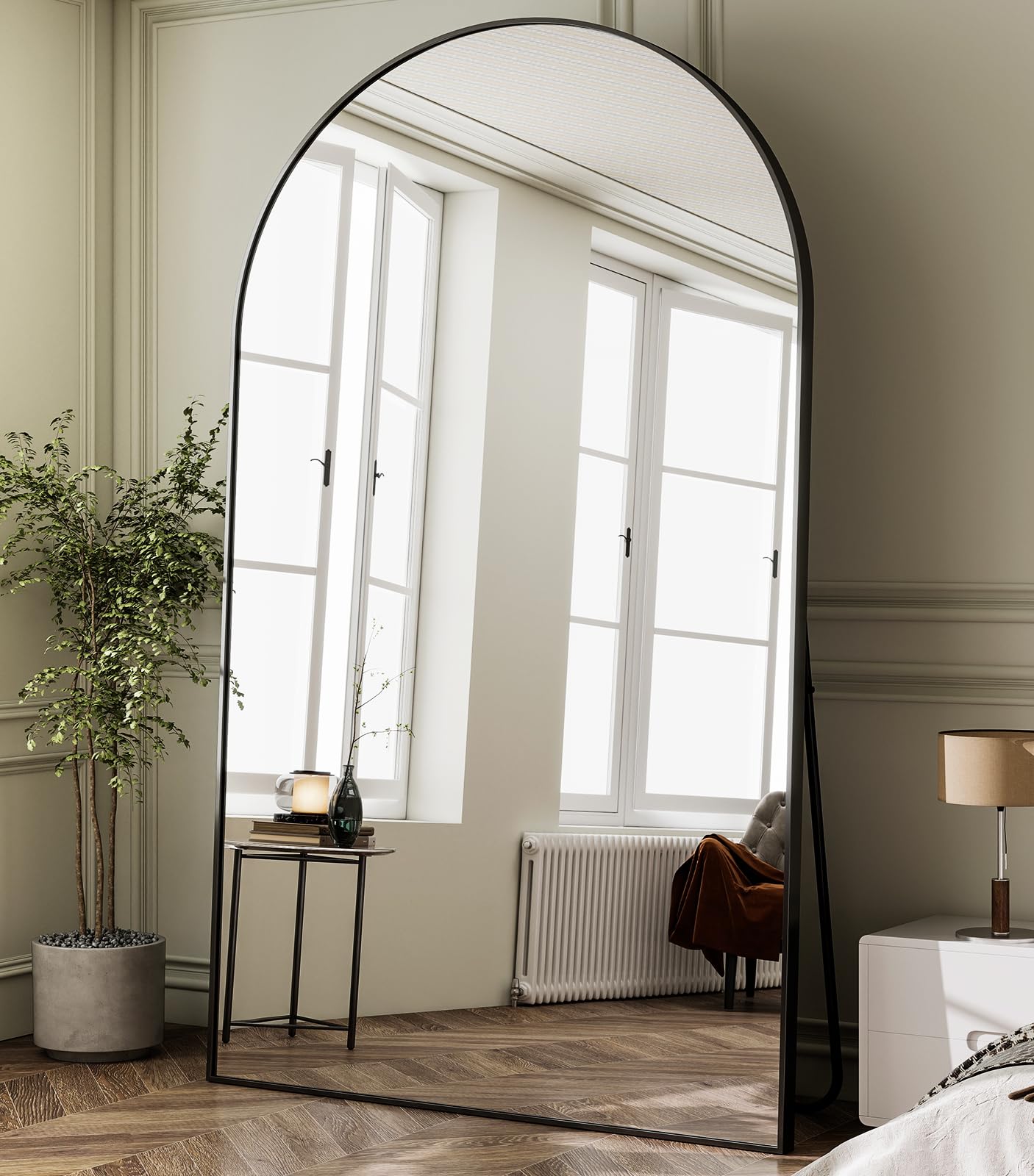 HARRITPURE 86x46 inch Full Length Mirror - Oversized Arched Mirror Aluminum Frame Full Body Floor Mirror with Stand for Living Room,Bedroom,Cloakroom,Gold