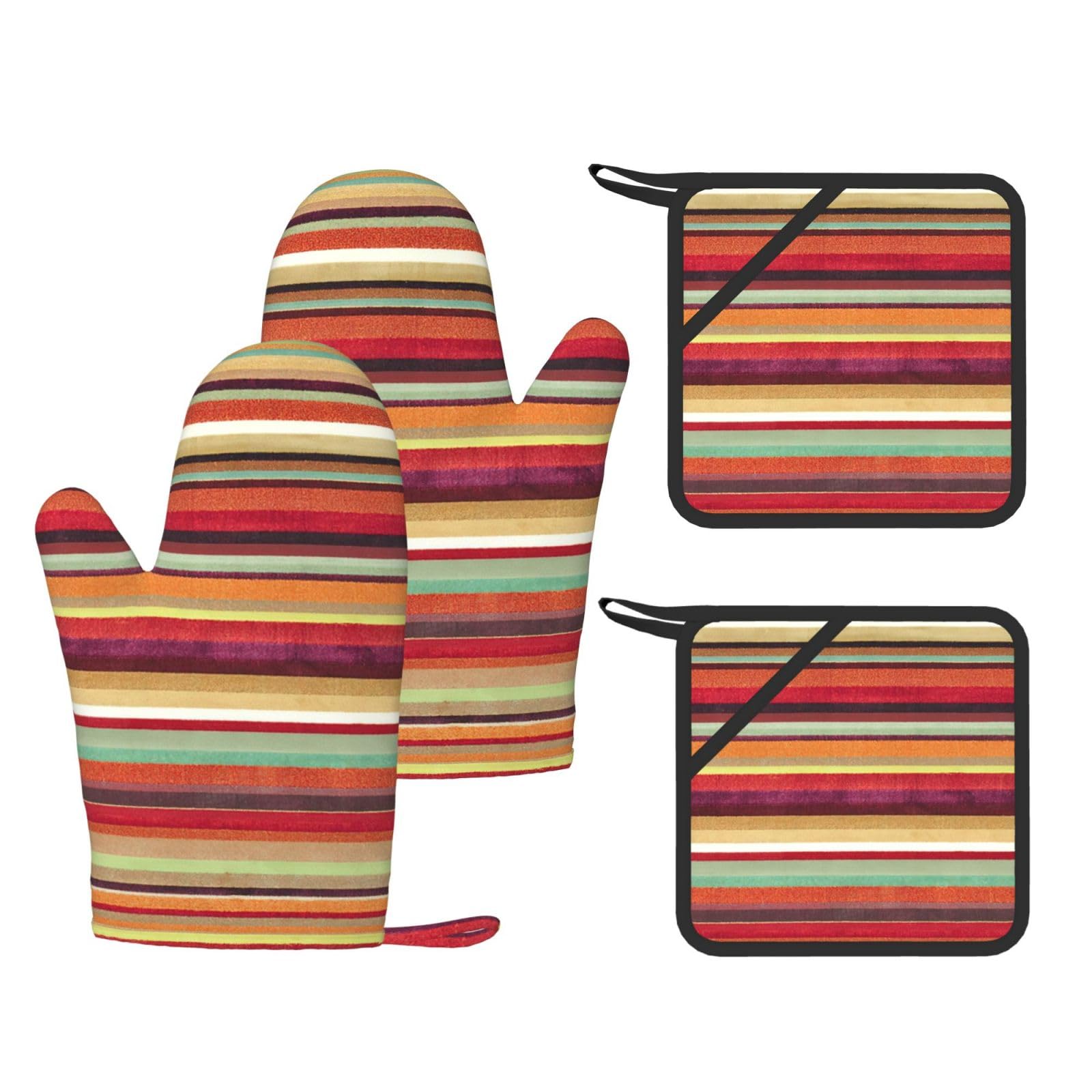 Nimongt Black Rainbow. Print Heat Resistant Gloves Pads Reusable Kitchen Set Oven Baking Grilling Cooking